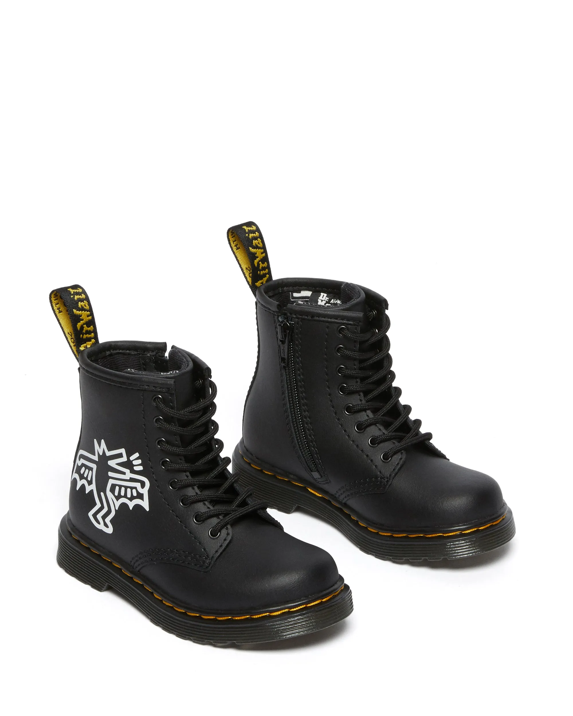 1460 Keith Haring Youth Black Hydro Leather Lace Up Boot