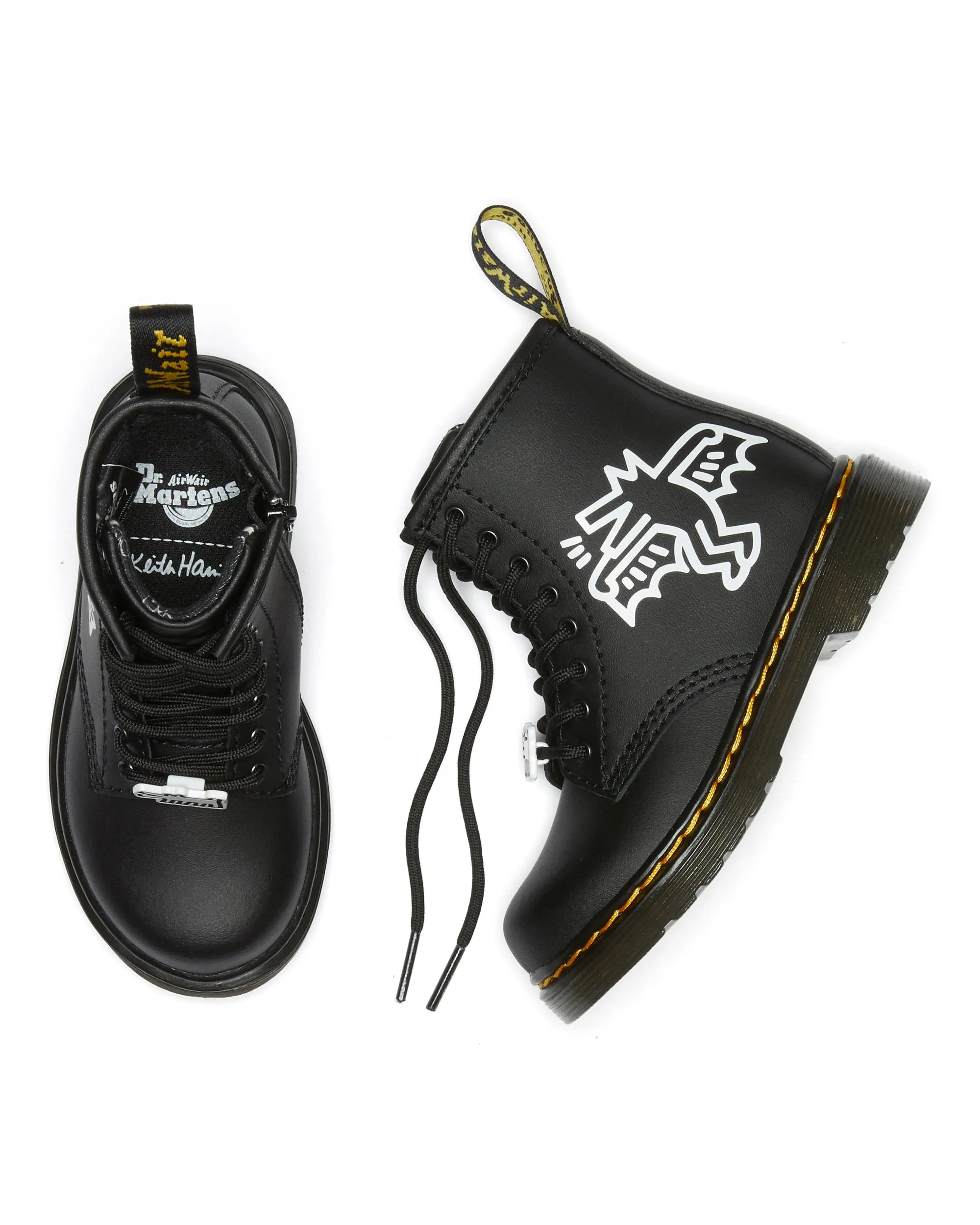 1460 Keith Haring Youth Black Hydro Leather Lace Up Boot