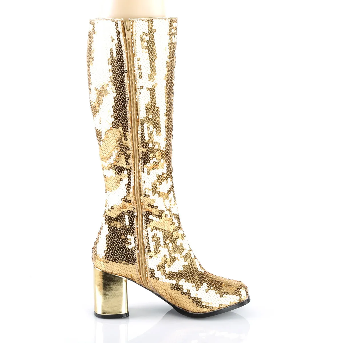 3 Inch Heel SPECTACUL-300SQ Gold Sequins