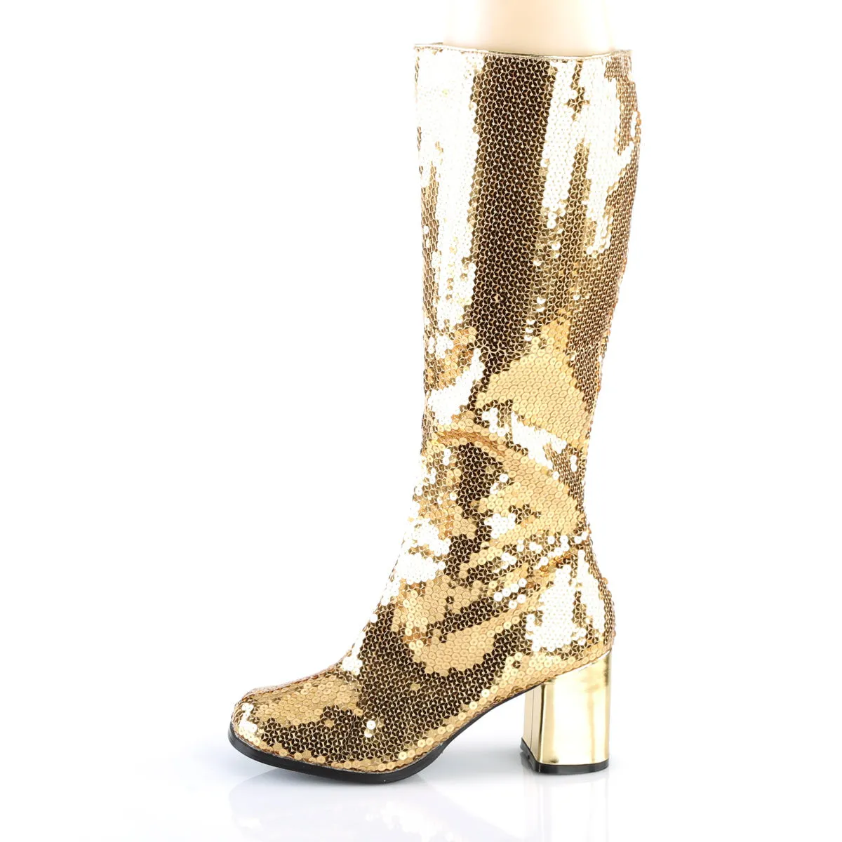 3 Inch Heel SPECTACUL-300SQ Gold Sequins