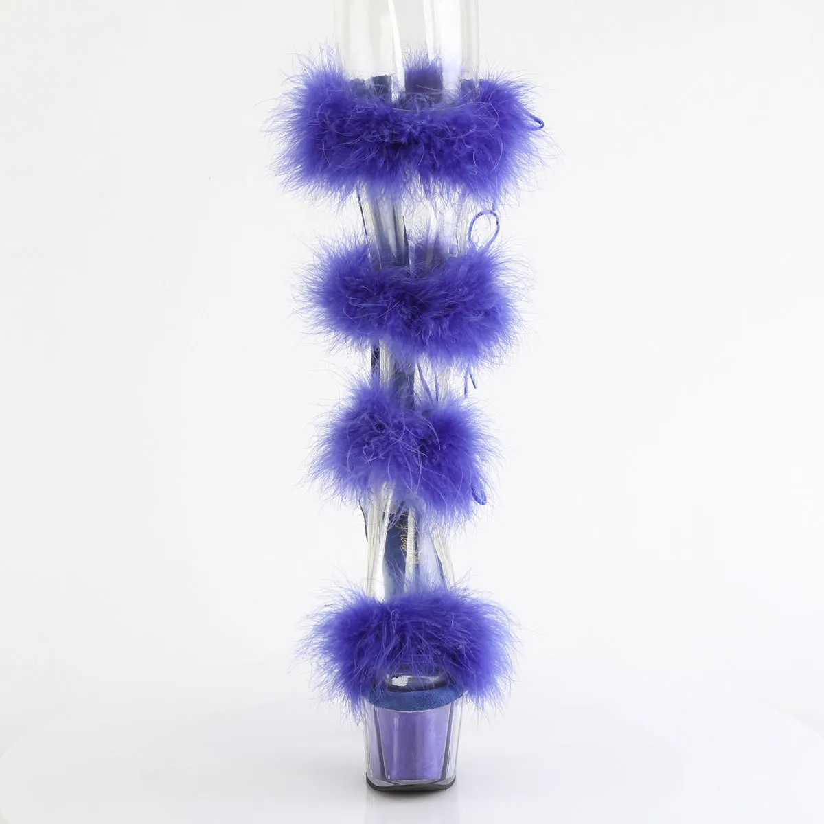 7 Inch Heel ADORE-728F Clear Royal Blue Fur