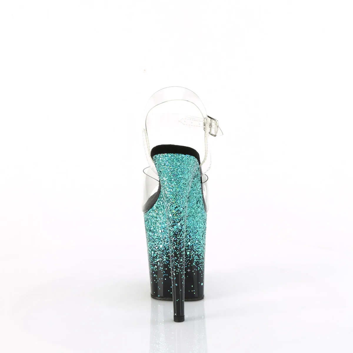 8 Inch Heel FLAMINGO-808SS Clear Turquoise Glitter