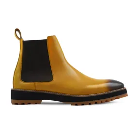 Abigal - Men's Burnished Yellow Calf Leather Chelsea Boot