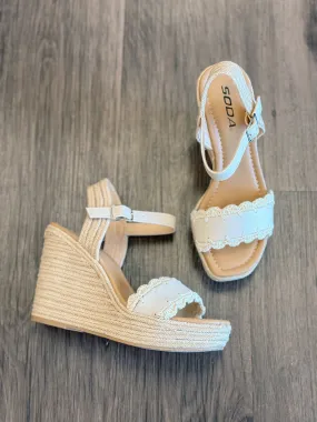 Ari Crochet Laced Edge Strap Espadrilles Wedge