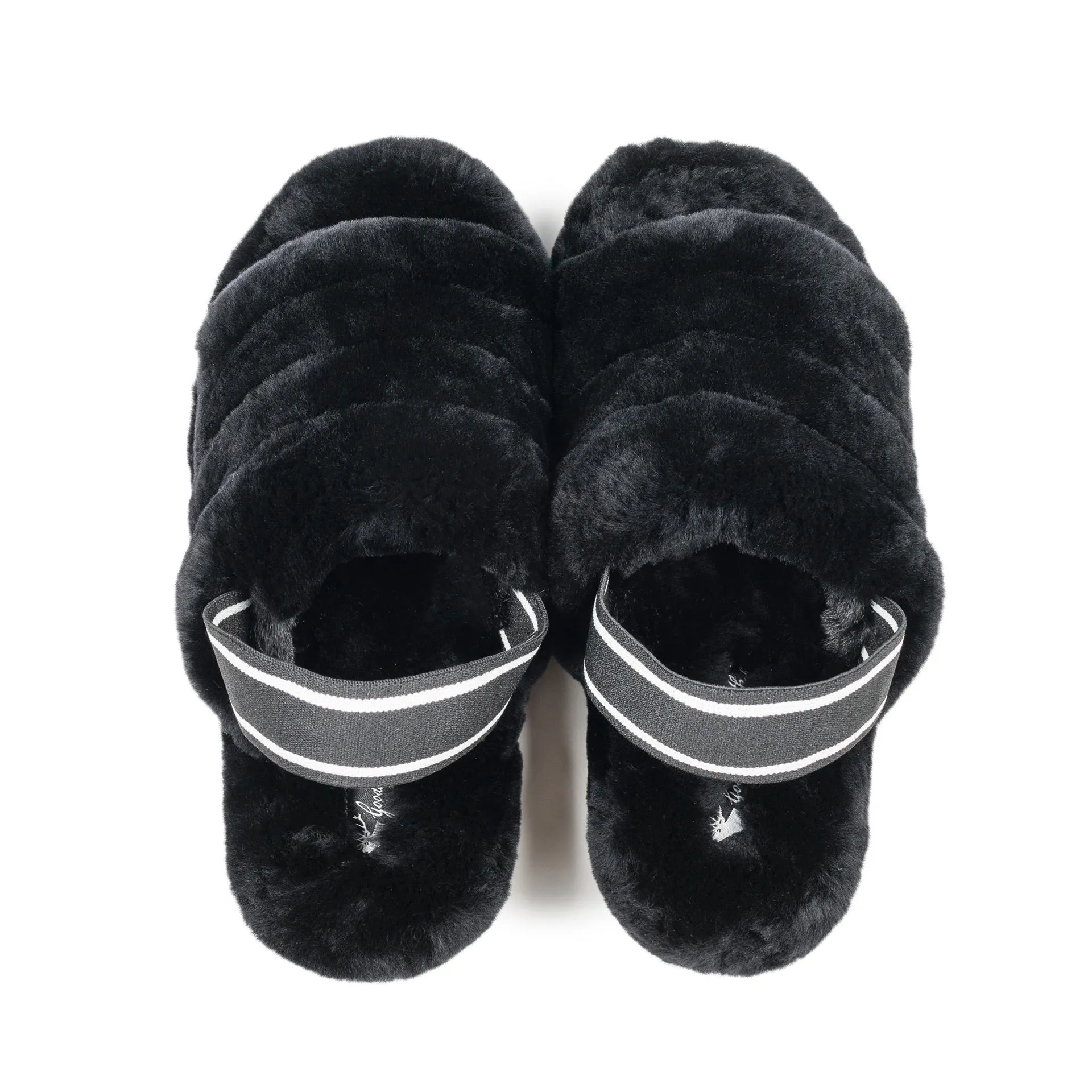 AVA BLACK SHEEPSKIN SLIPPER SLING BACK