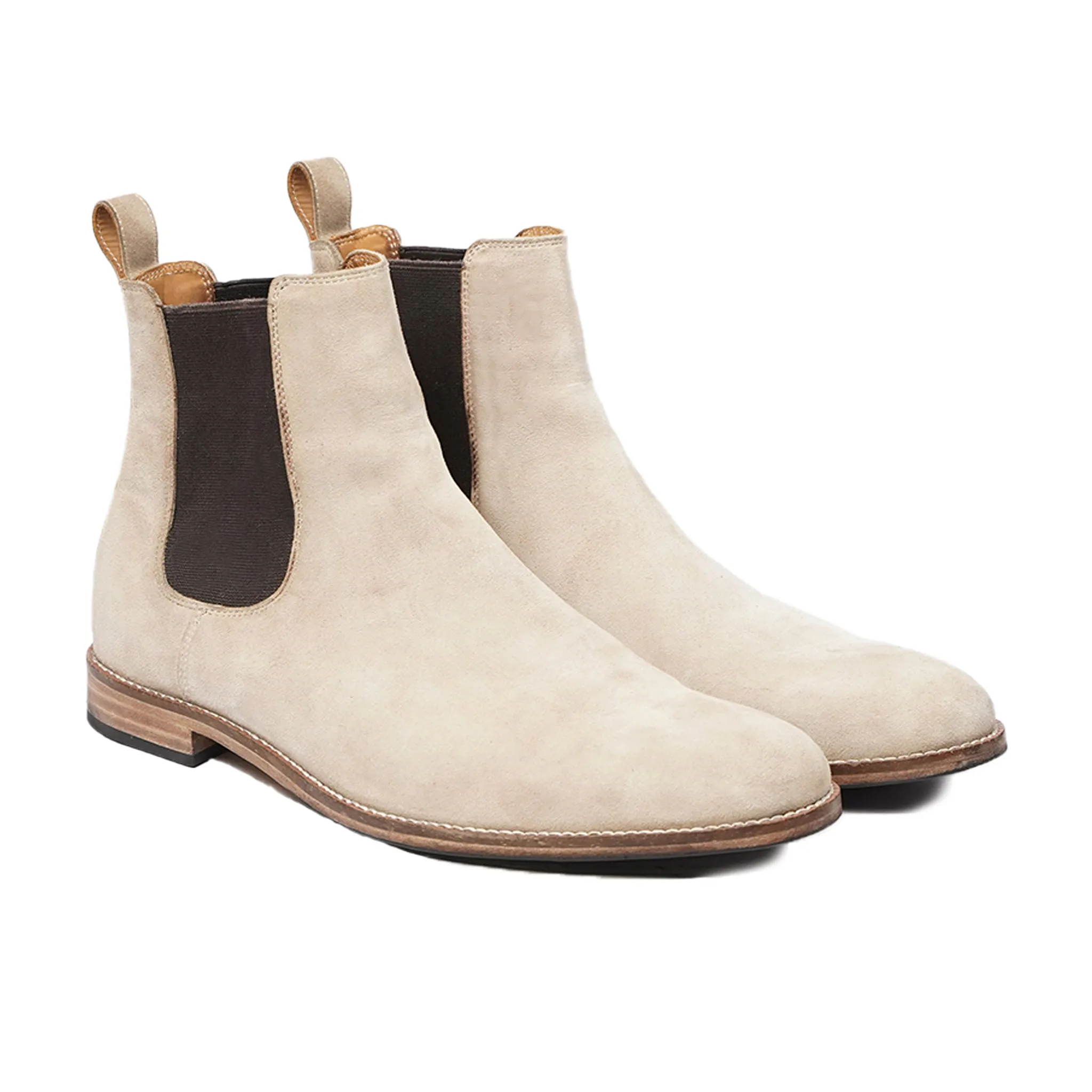 Ayami - Men's White Kid Suede Chelsea Boot