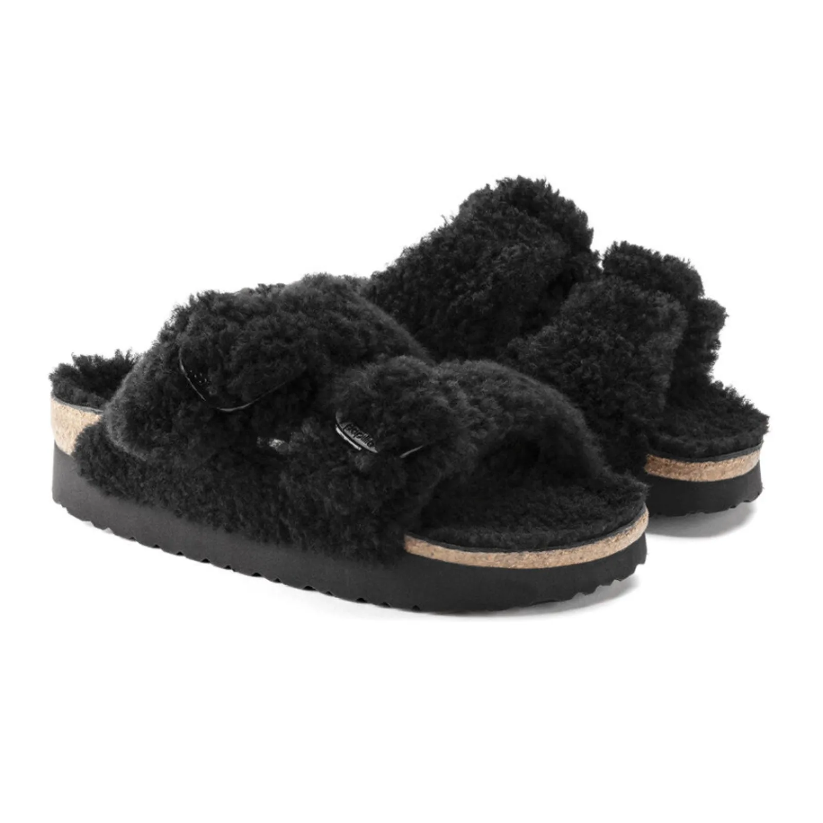 Birkenstock Arizona Big Buckle Platform Narrow Slide Sandal (Women) - Teddy Black Shearling