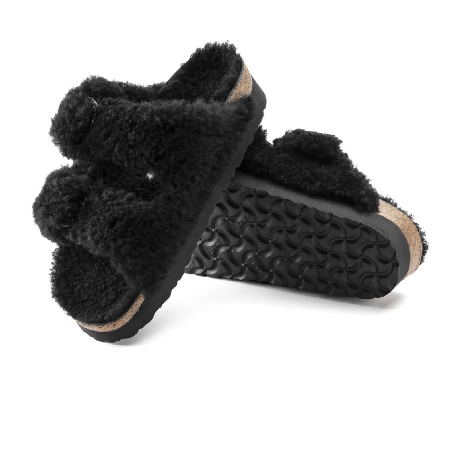 Birkenstock Arizona Big Buckle Platform Narrow Slide Sandal (Women) - Teddy Black Shearling