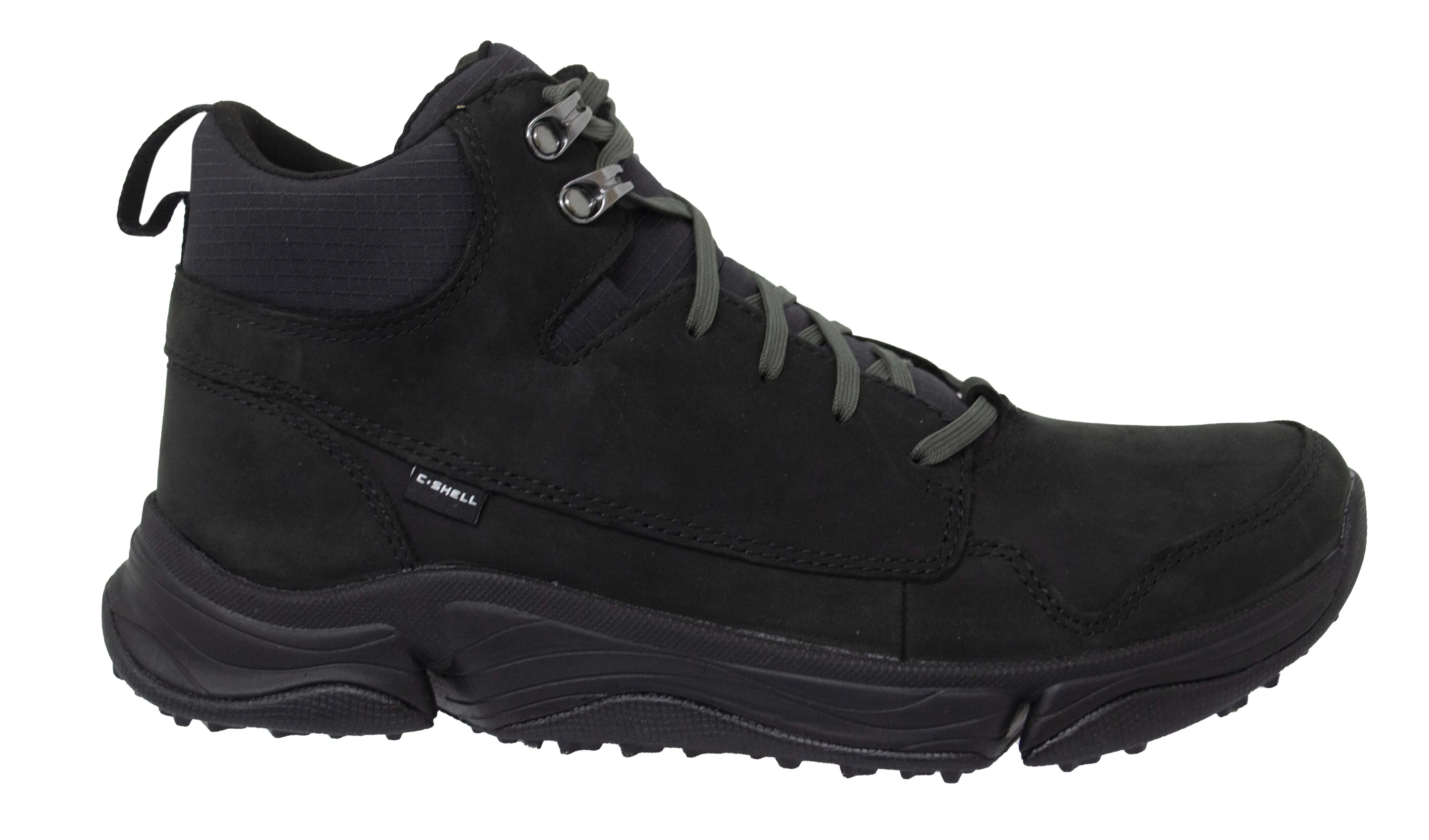 Clarks Tri Path Hike Mid Black Leather Lace Up Hiking Boots - Mens