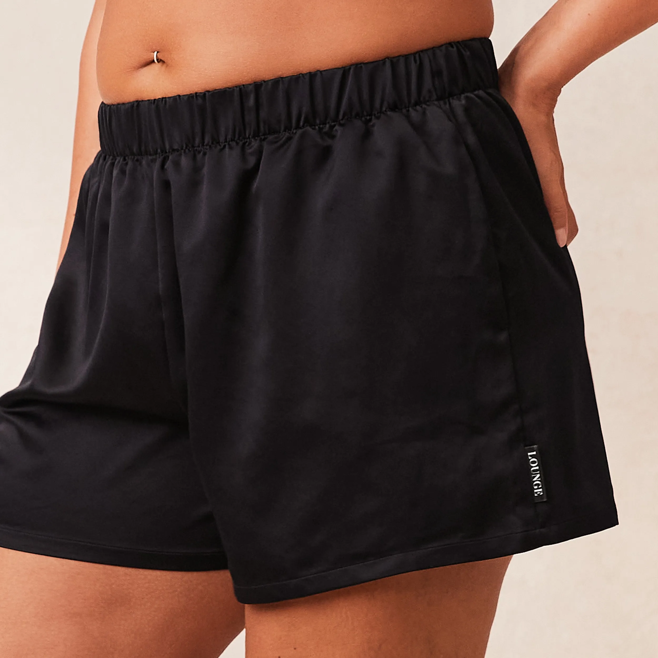 Classic Satin Pyjama Shorts - Black