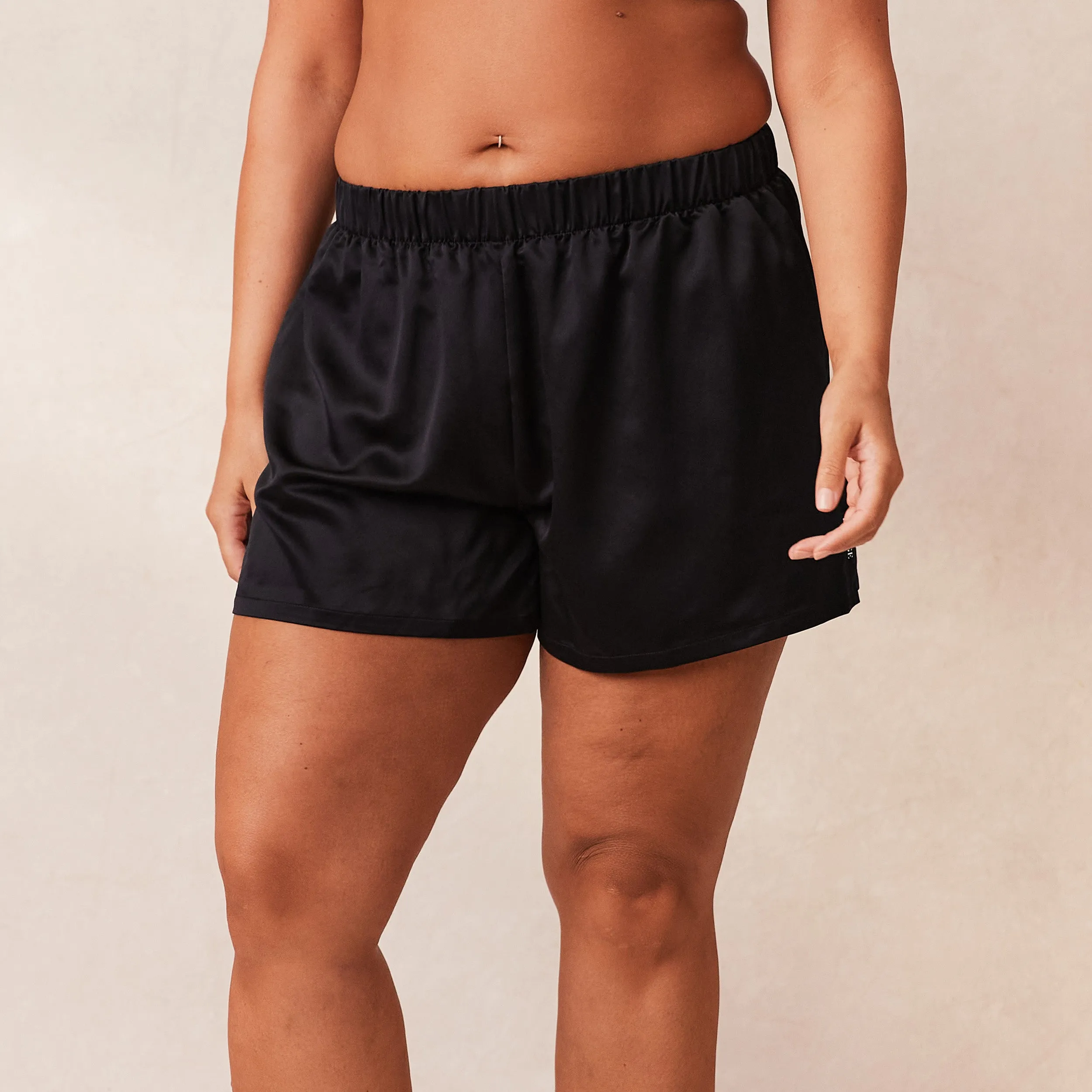 Classic Satin Pyjama Shorts - Black