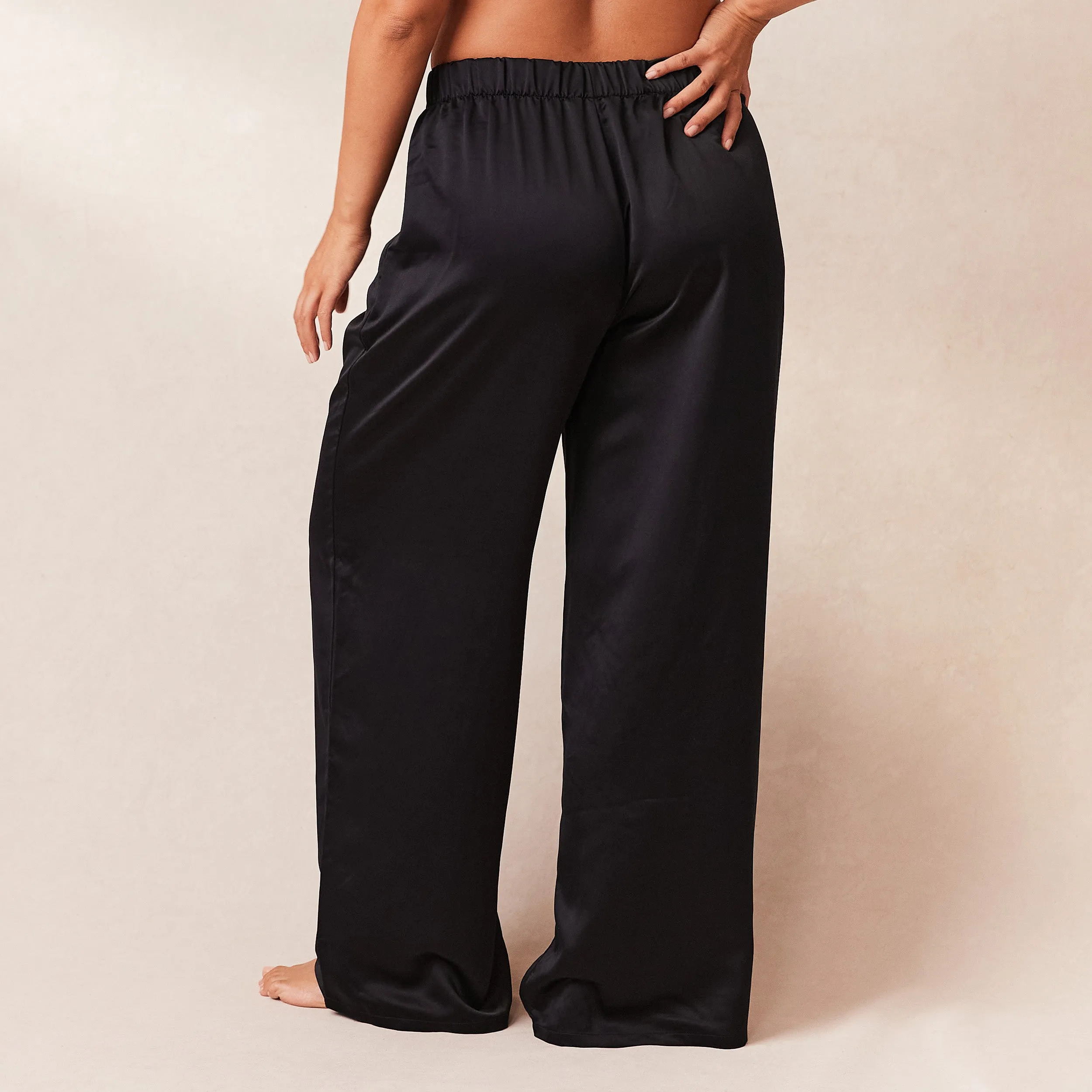 Classic Satin Pyjama Trousers - Black