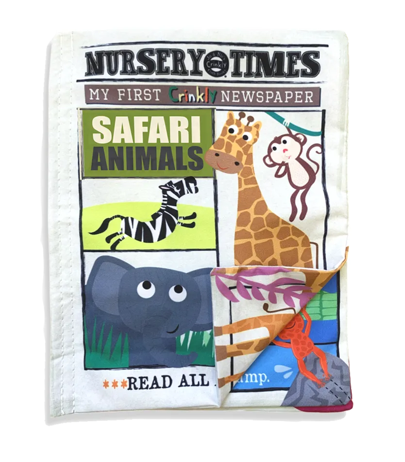 Crinkly Cloth Safari Animals Fabric Newspaper