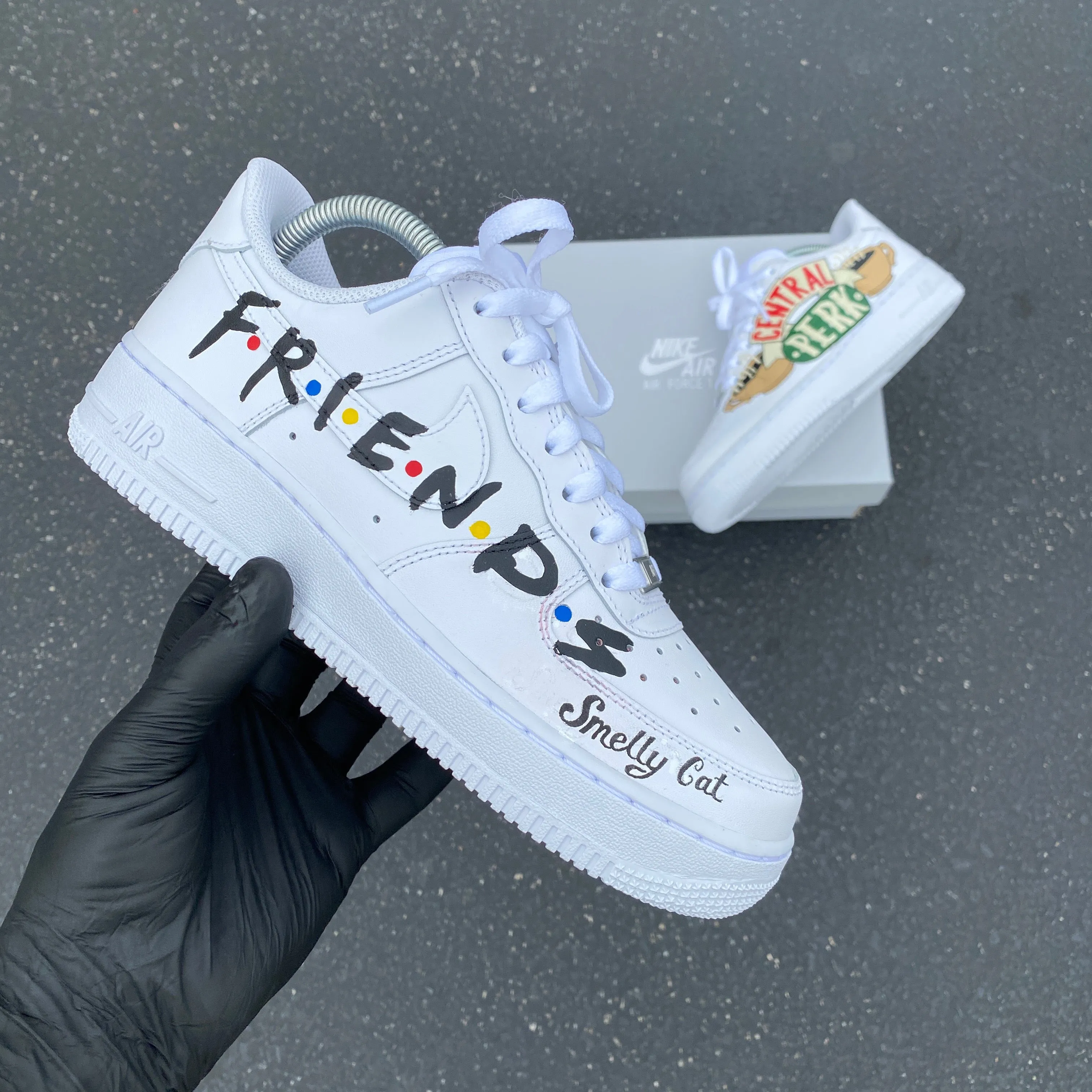 Custom Hand Painted Friends Theme White Nike Air Force 1 Low