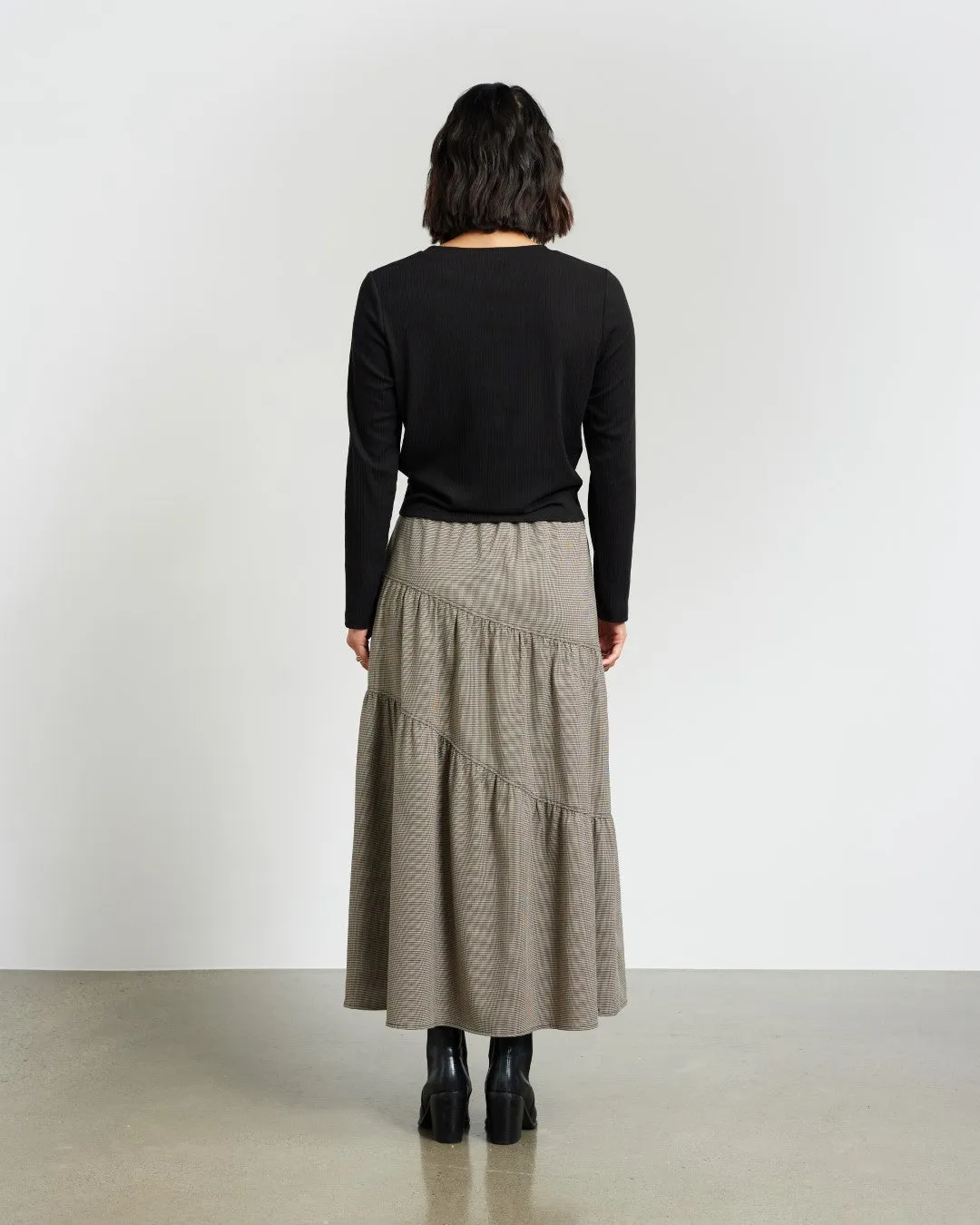 Et Alia Evie Skirt - Camel Houndstooth