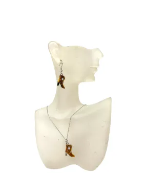 Gold and Silver Hand-Painted Boot Earrings and Necklace: A Unique and Stylish Gift for the Western Lover in Your Life