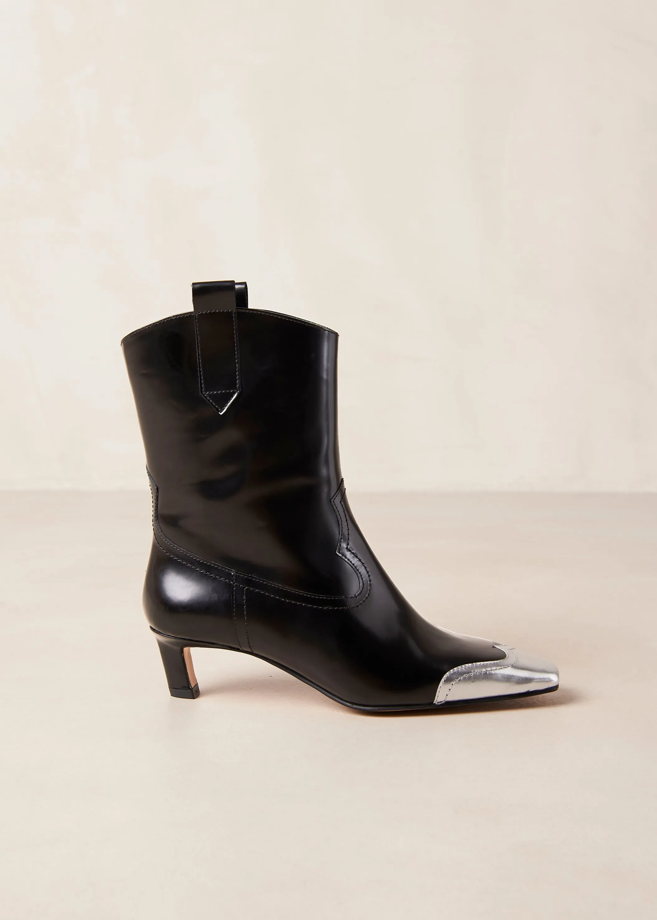 Hudson Shimmer Bicolor Black Silver Leather Ankle Boots