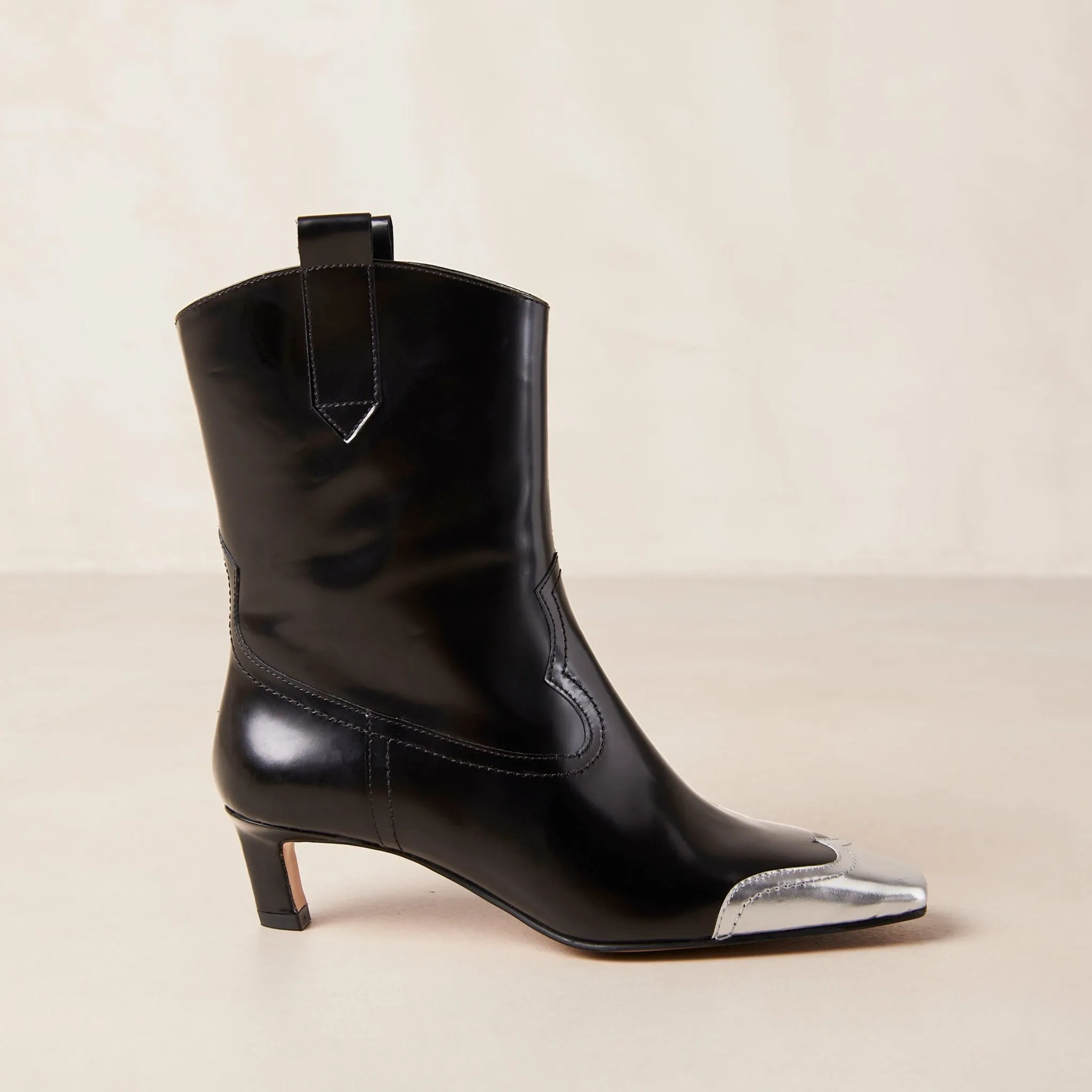 Hudson Shimmer Bicolor Black Silver Leather Ankle Boots