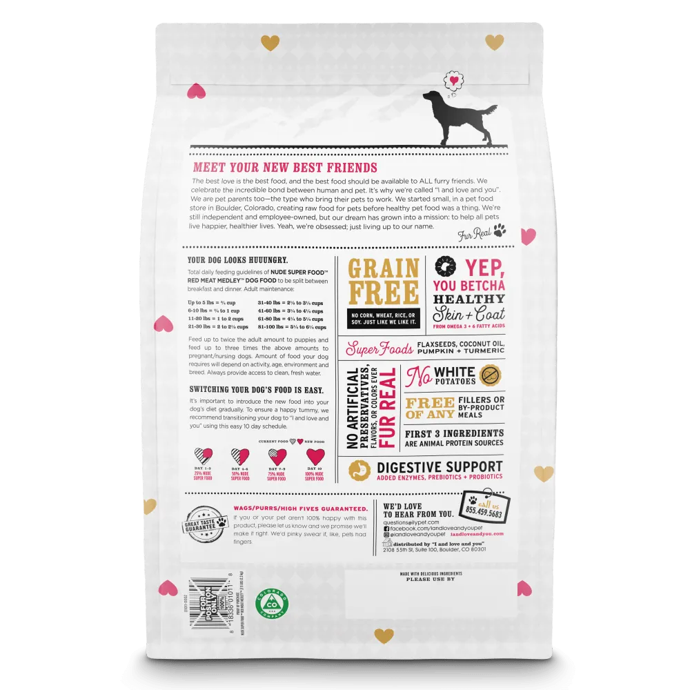 I and Love and You Grain Free Nude Super Food Red Meat Medley Dry Dog Food