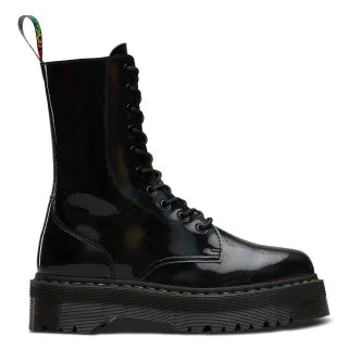 Jadon Hi Black Rainbow Patent Platform Boot