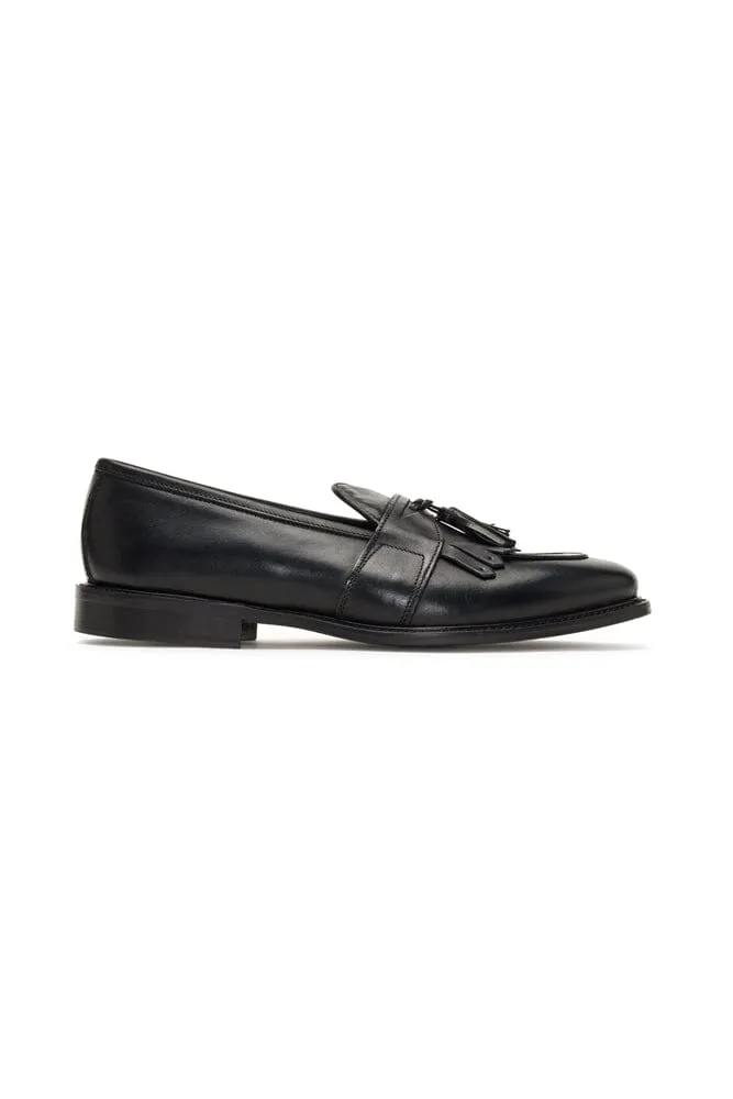 Loafer with Tassel and Fringe -  Black Italian Leather (1301)