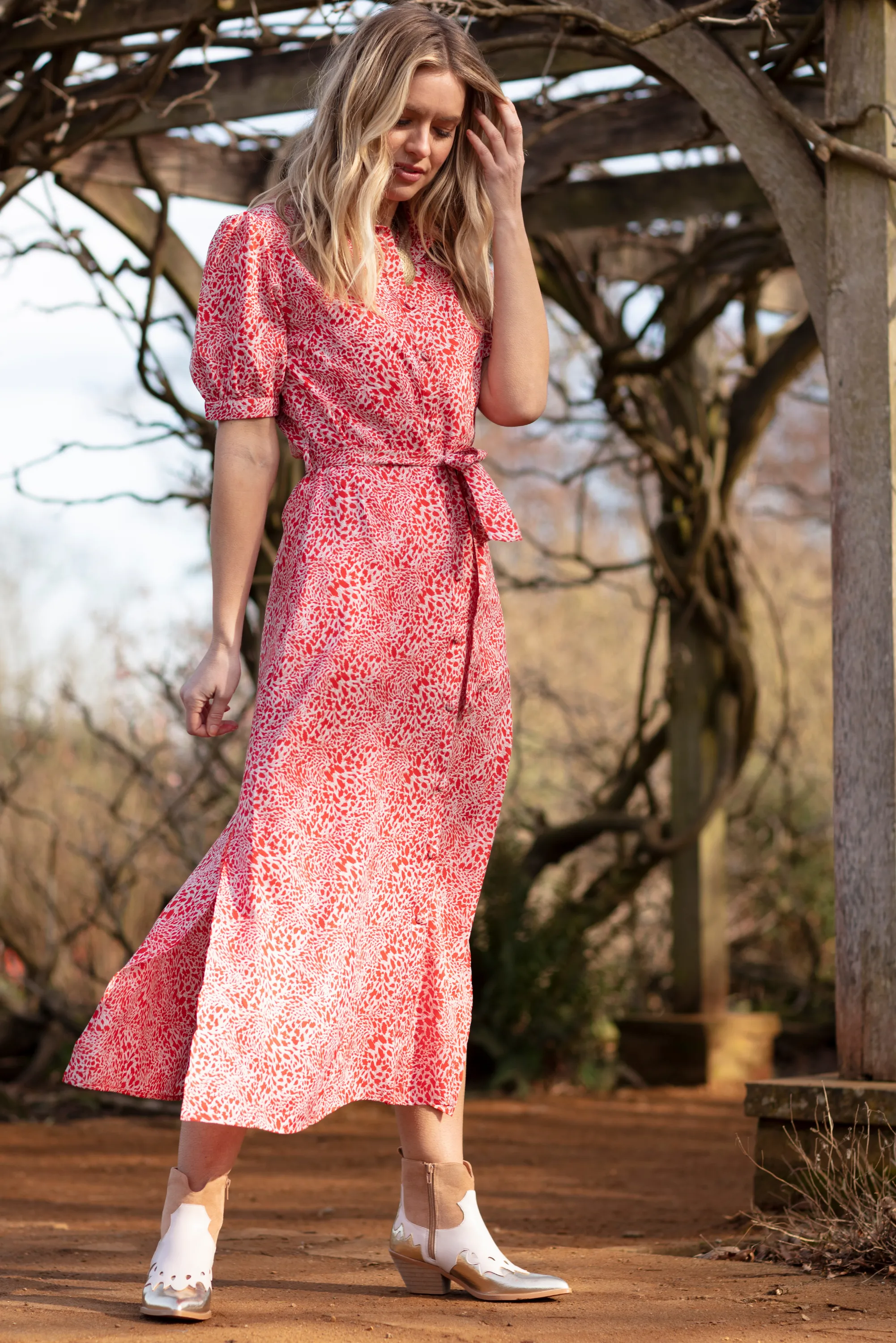 Maddie Dress Orange Animal Print