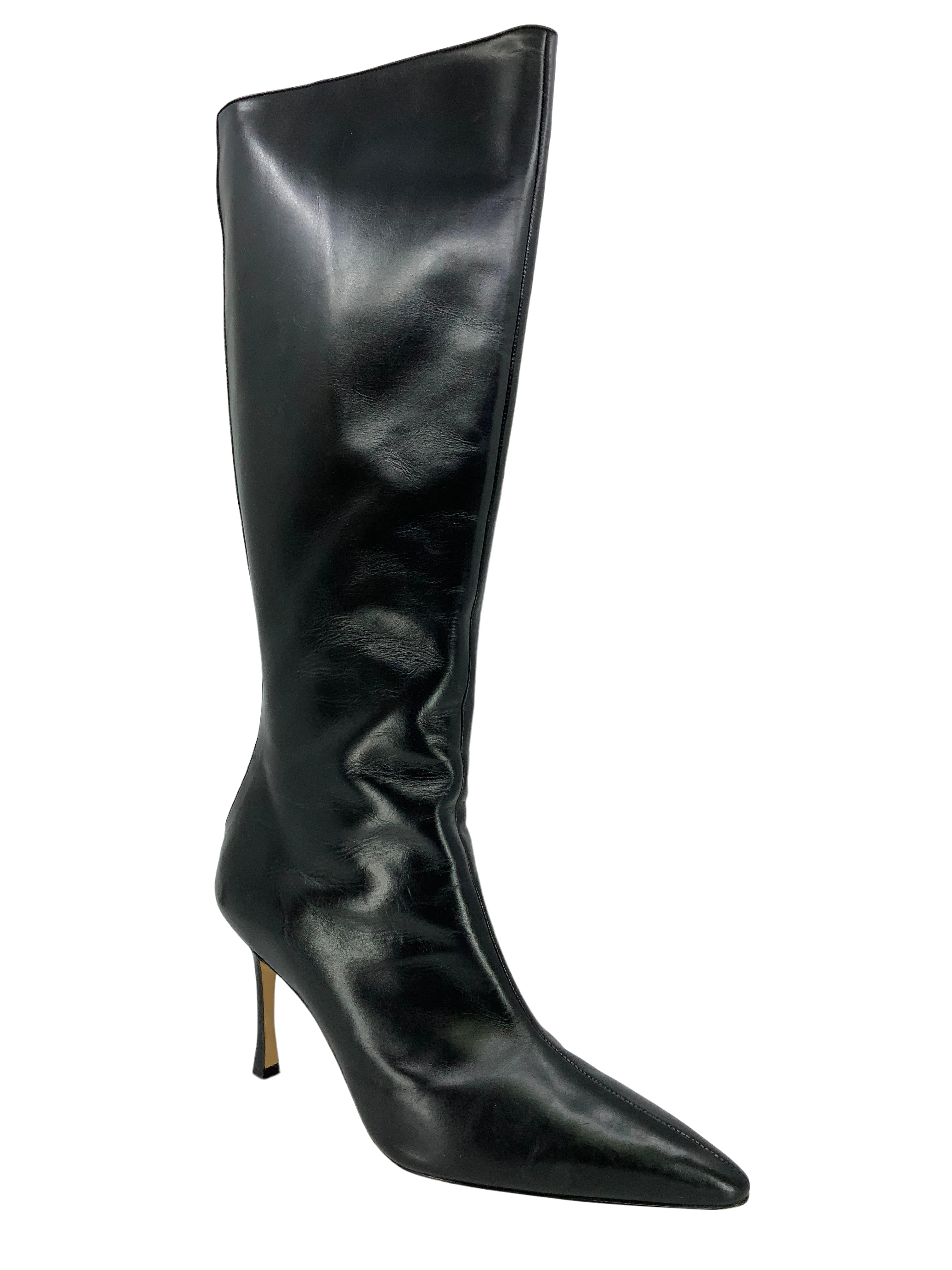 Manolo Blahnik Leather Knee-High Boots Size 11