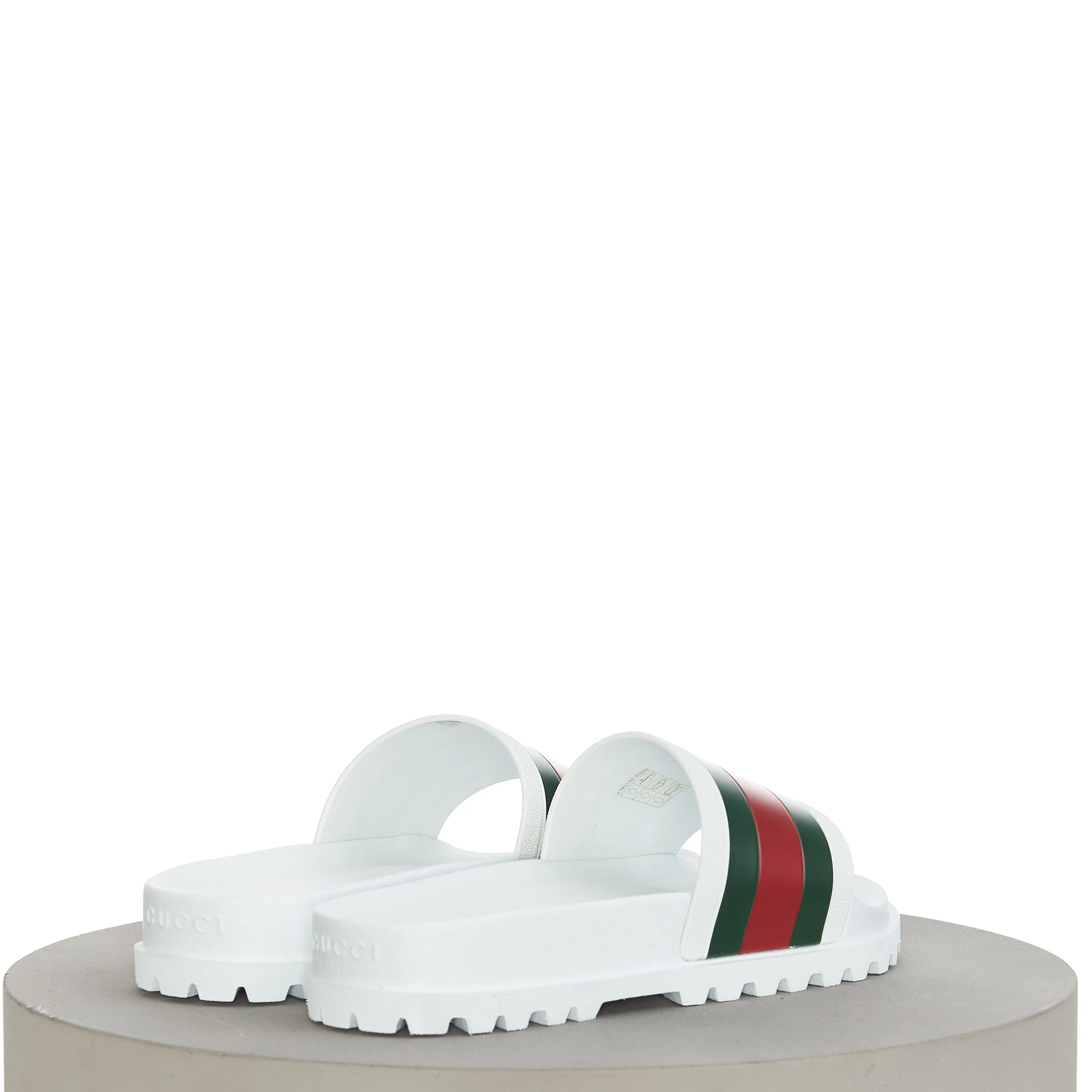 Men's Web Slide Sandal In White Rubber