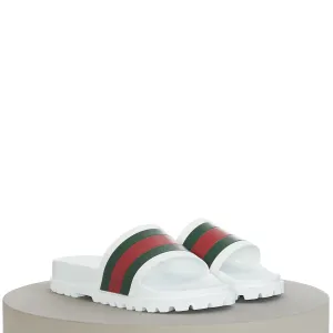 Men's Web Slide Sandal In White Rubber