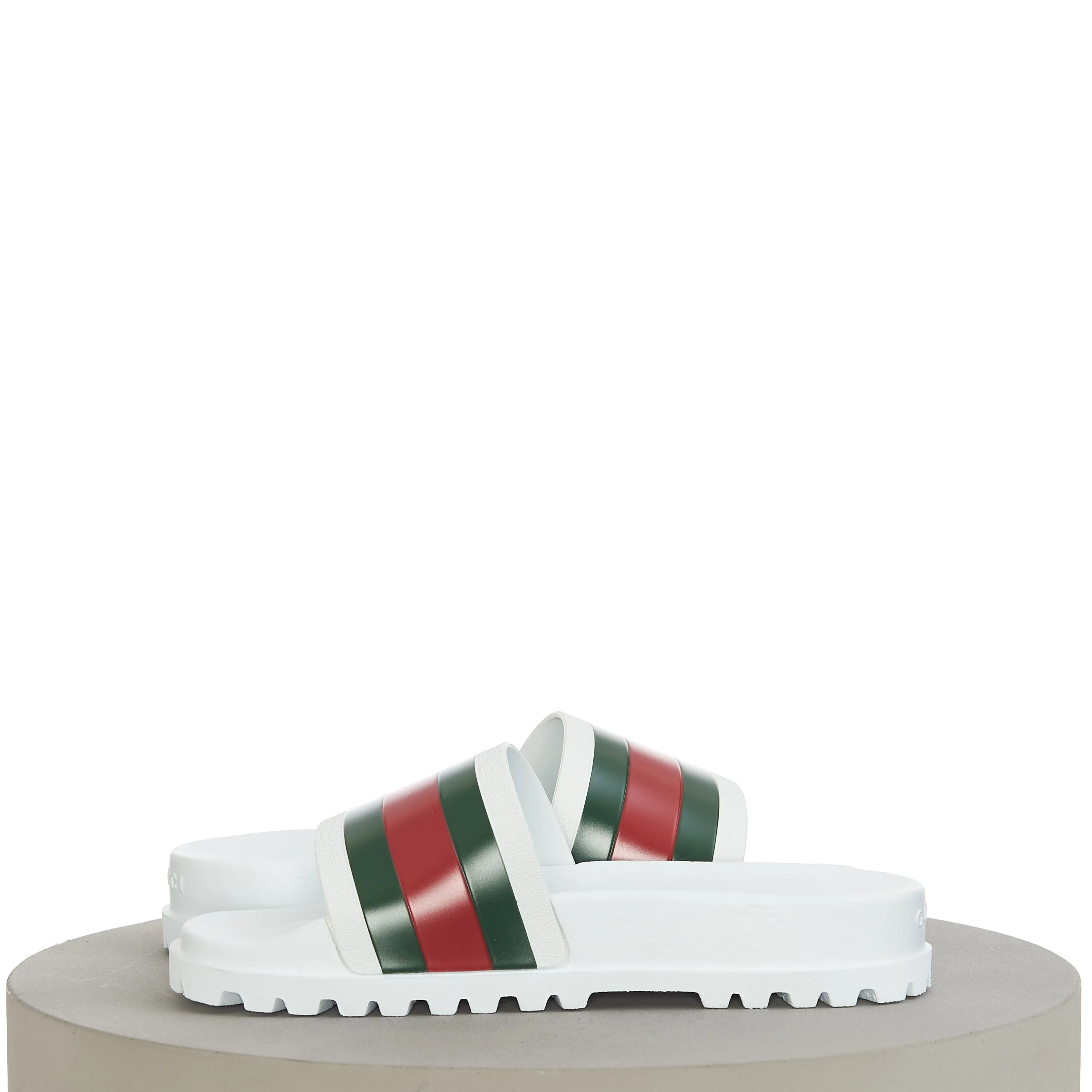 Men's Web Slide Sandal In White Rubber