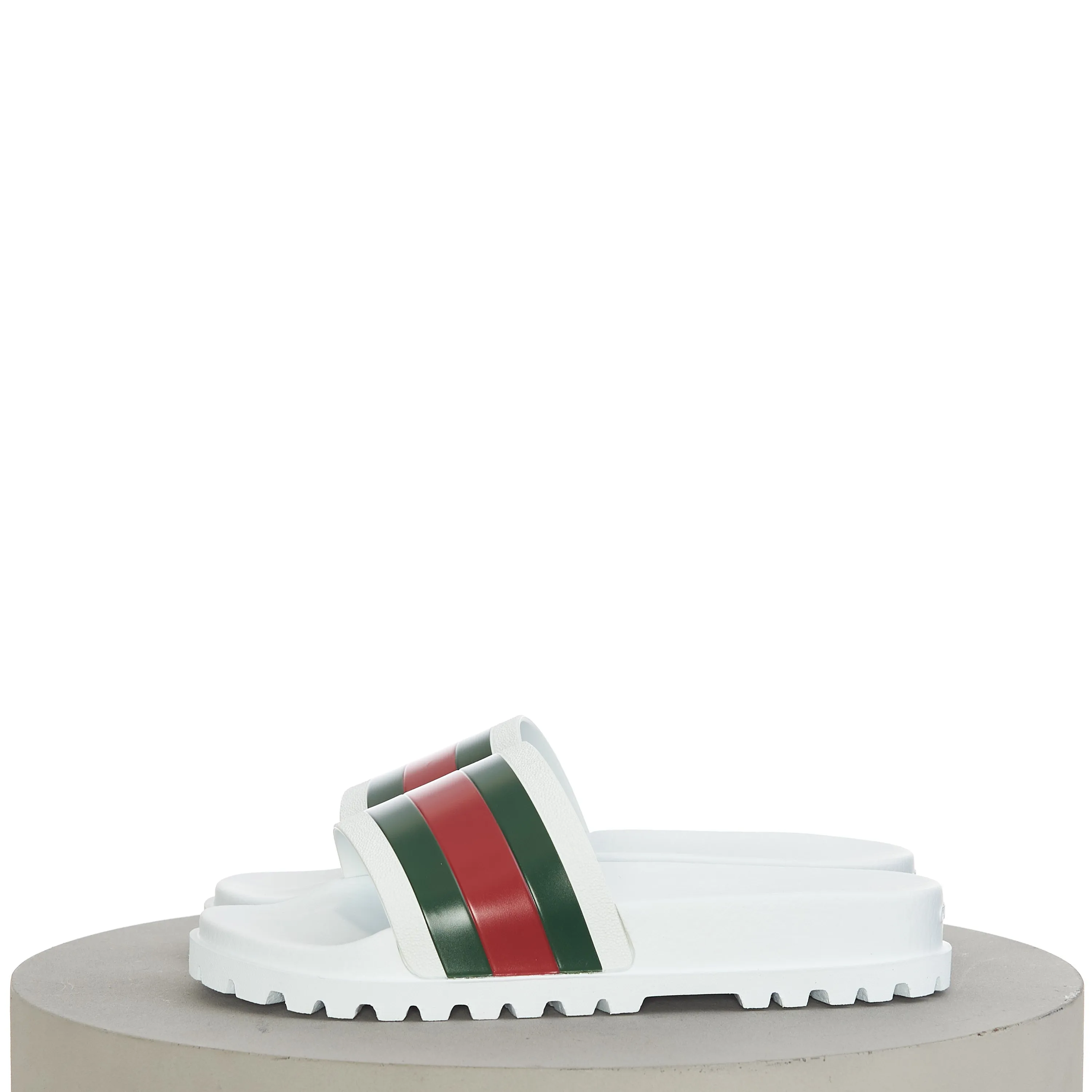 Men's Web Slide Sandal In White Rubber