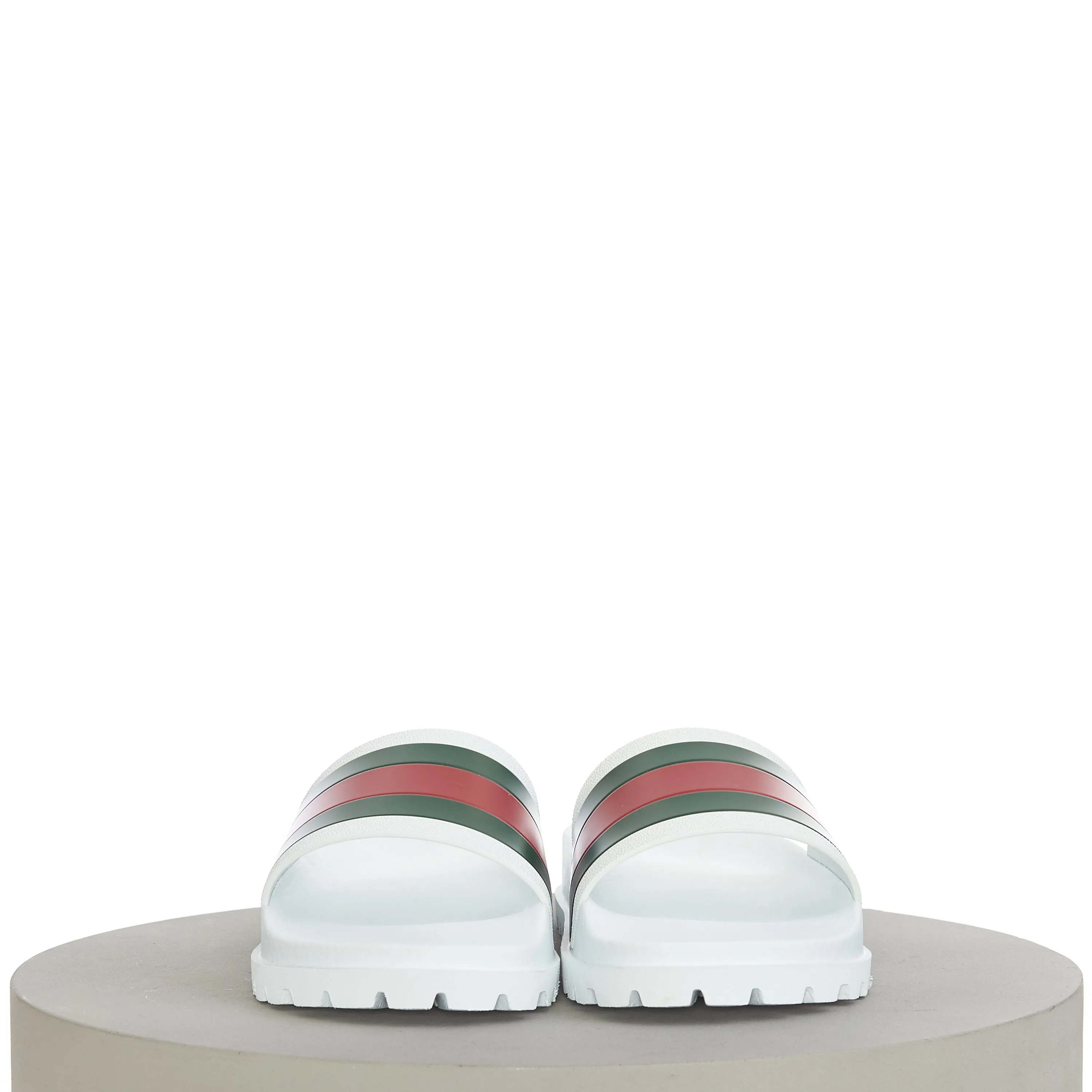 Men's Web Slide Sandal In White Rubber