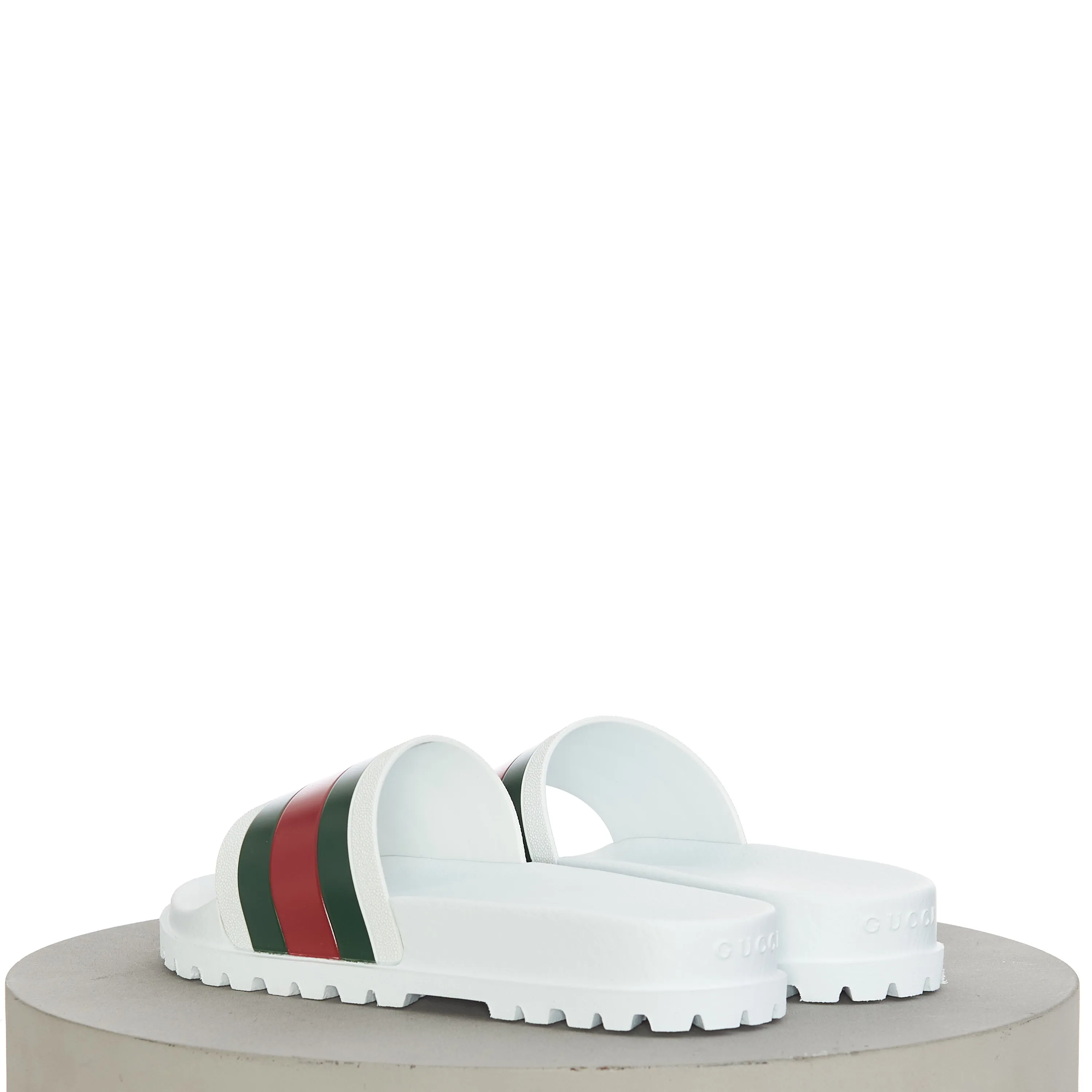 Men's Web Slide Sandal In White Rubber