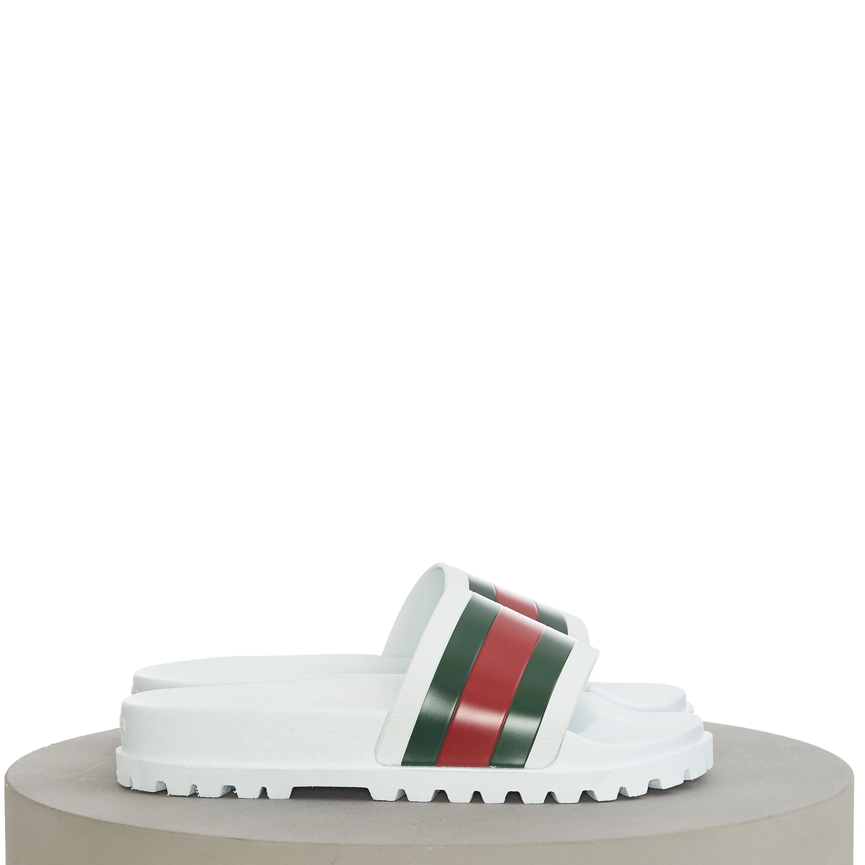 Men's Web Slide Sandal In White Rubber