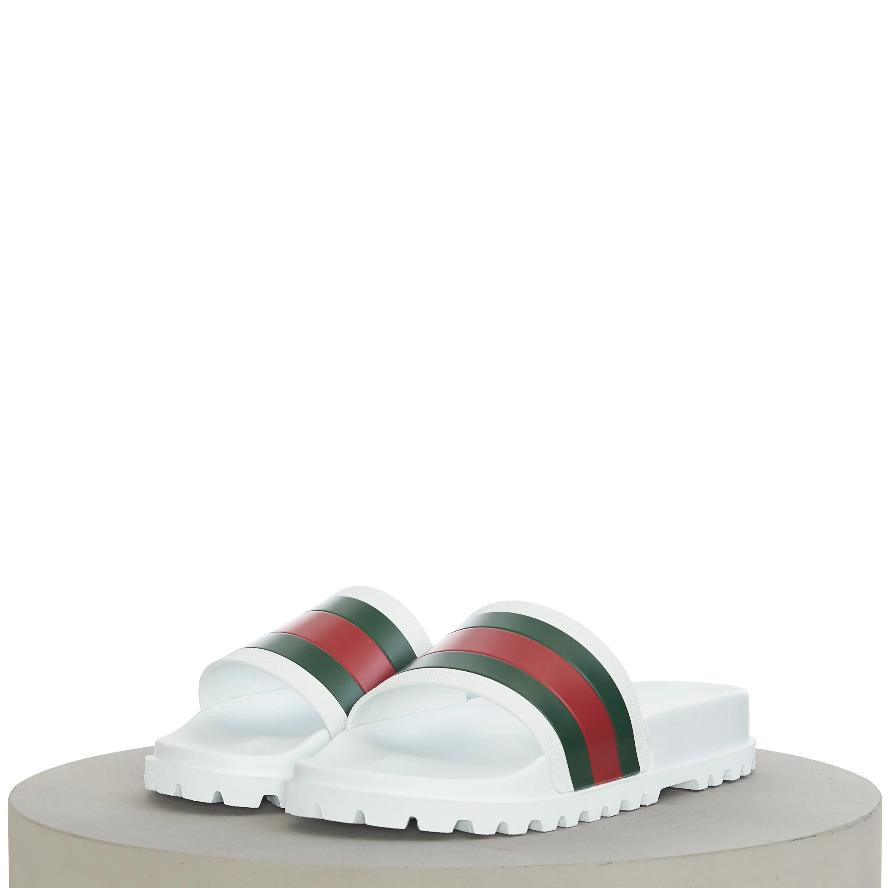 Men's Web Slide Sandal In White Rubber