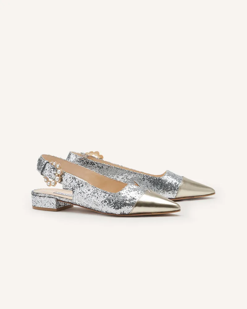 Pre-Order - Alicia Silver Glitter Flats