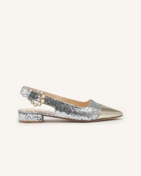 Pre-Order - Alicia Silver Glitter Flats