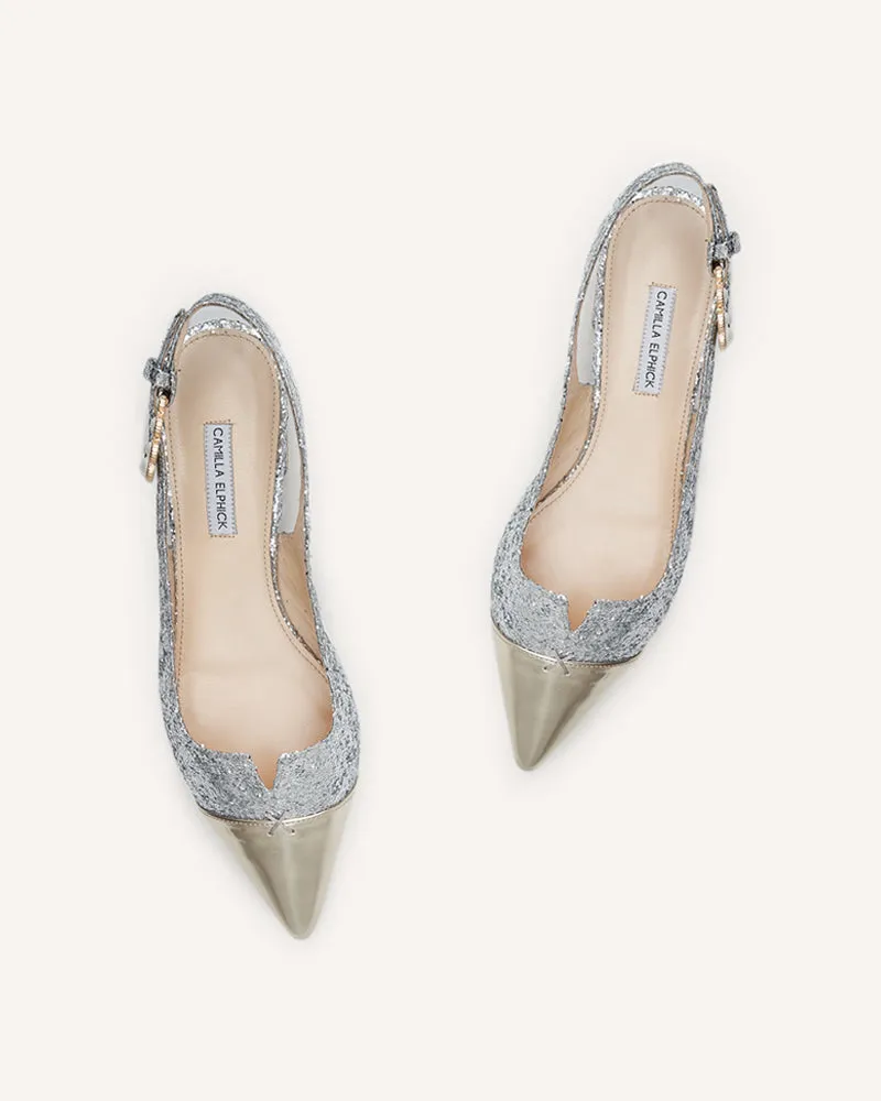 Pre-Order - Alicia Silver Glitter Flats