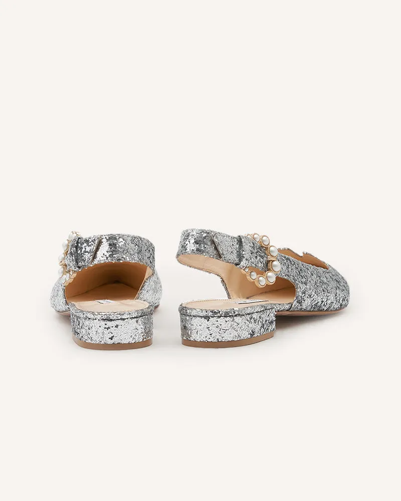 Pre-Order - Alicia Silver Glitter Flats