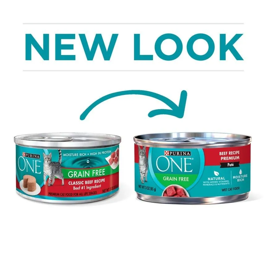 Purina ONE Grain Free Premium Pate Beef Canned Cat Food