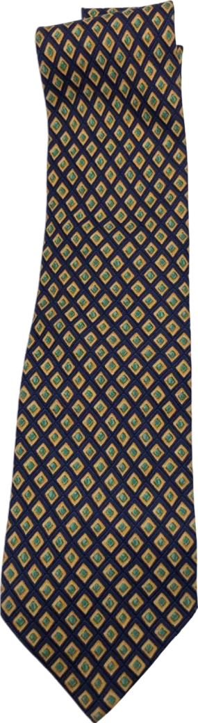 Salvatore Ferragamo Navy Yellow Blue Diamond Pattern Tie