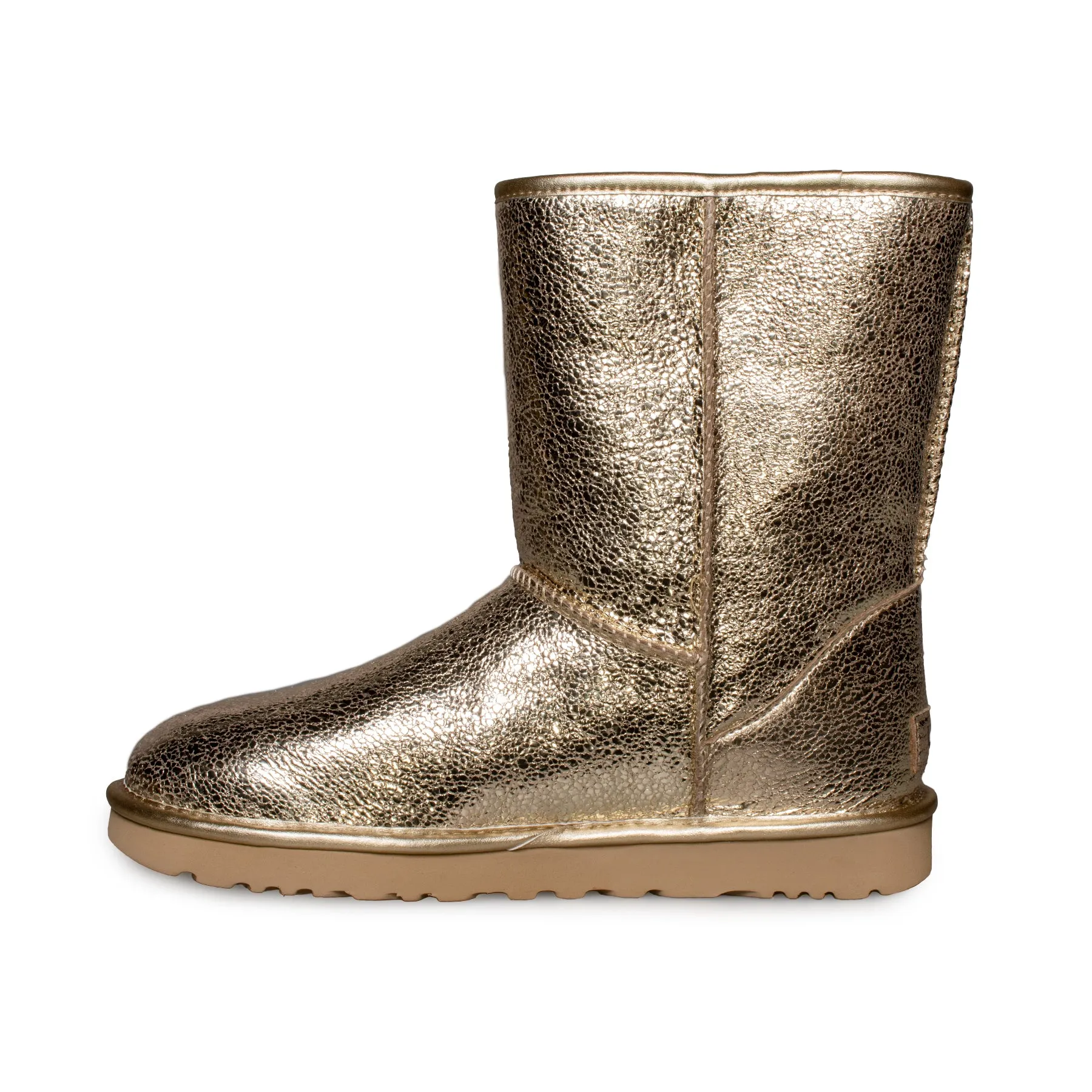 UGG Classic Short Metallic Sparkle Soft Gold Boots - Women's