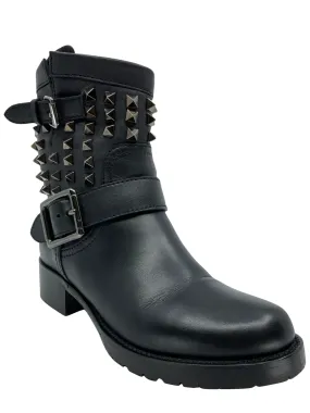 Valentino Rockstud Rolling Leather Biker Boot Size 5