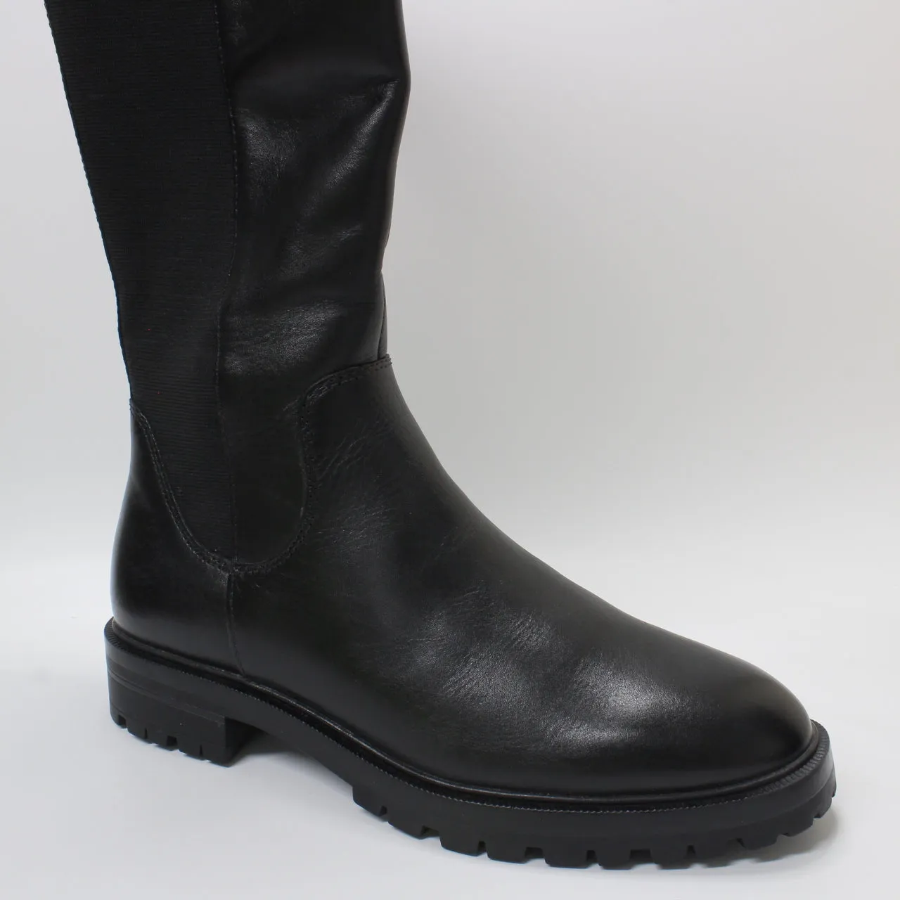 Womens Office Kelly Elastic Back High Leg Boots Black Leather